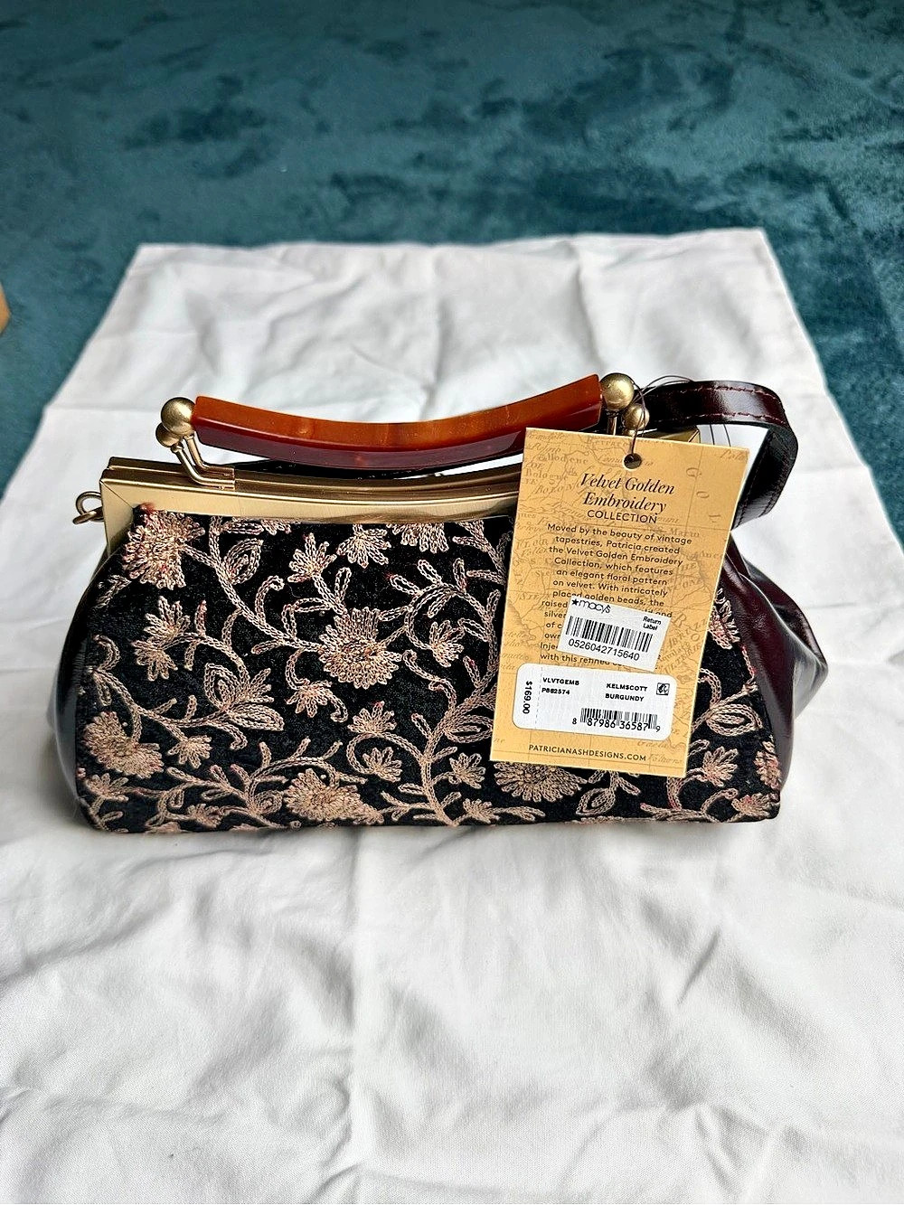 Patricia Nash Kelmscott Frame Satchel Floral Shoulder Bag